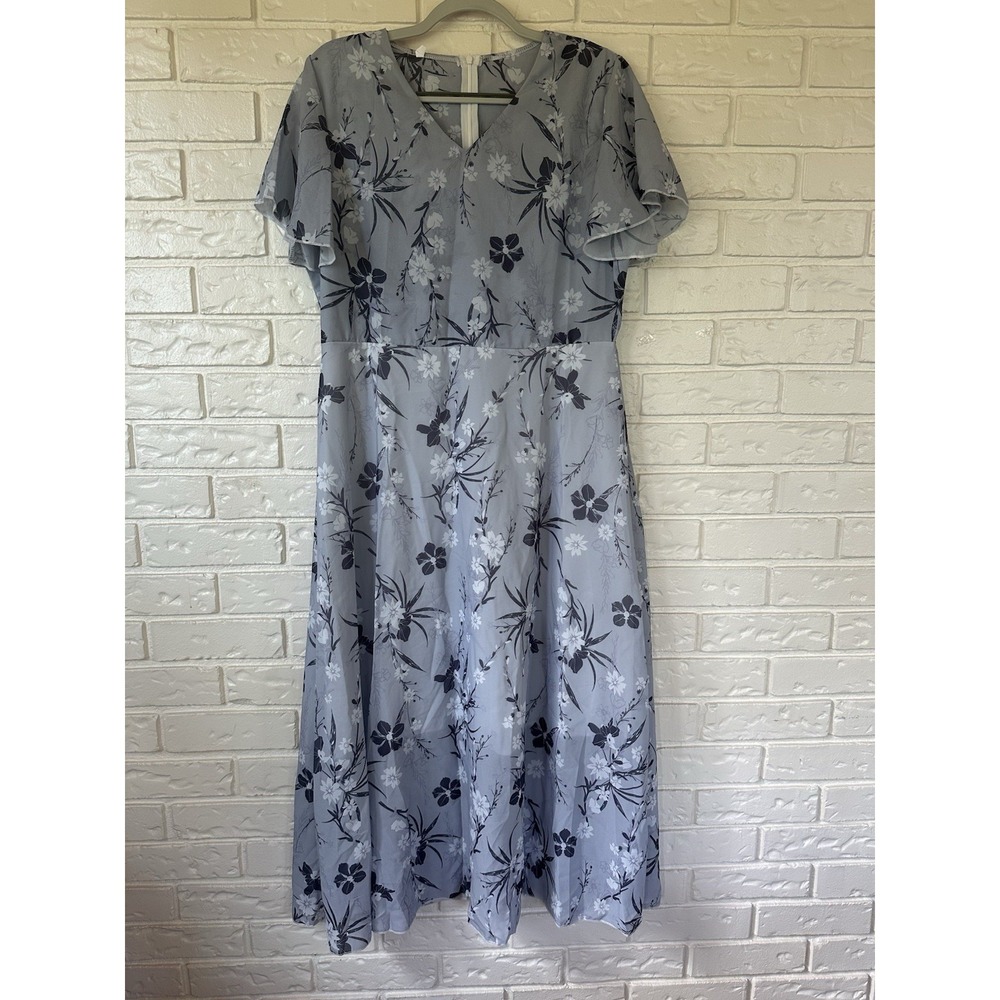 Unbranded Women's Lavender Grey Fit And Flare Wedding Guest Dress Sz L